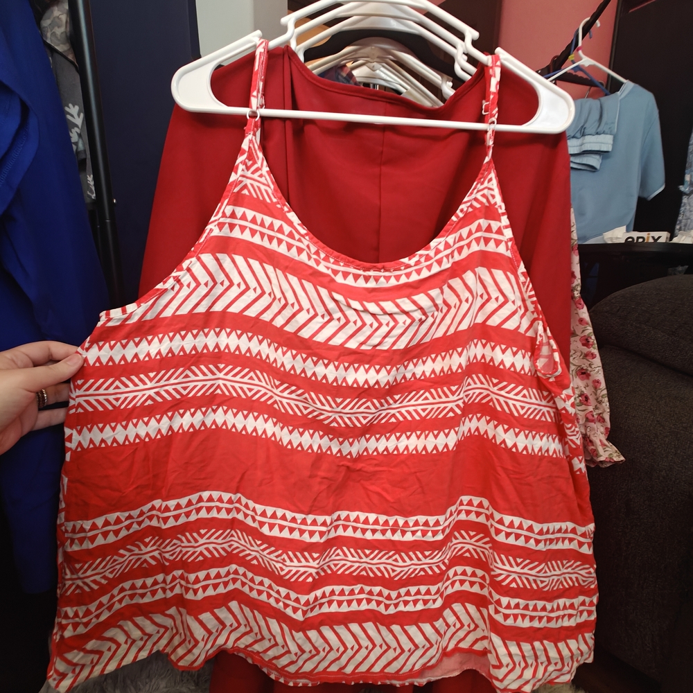 Chic Red and White Women's Camisole